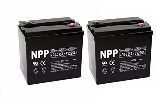 NPP NP6-225Ah (2Pcs) 6V 225Ah AGM Battery For Golf Cart RV Trolling Motor Solar