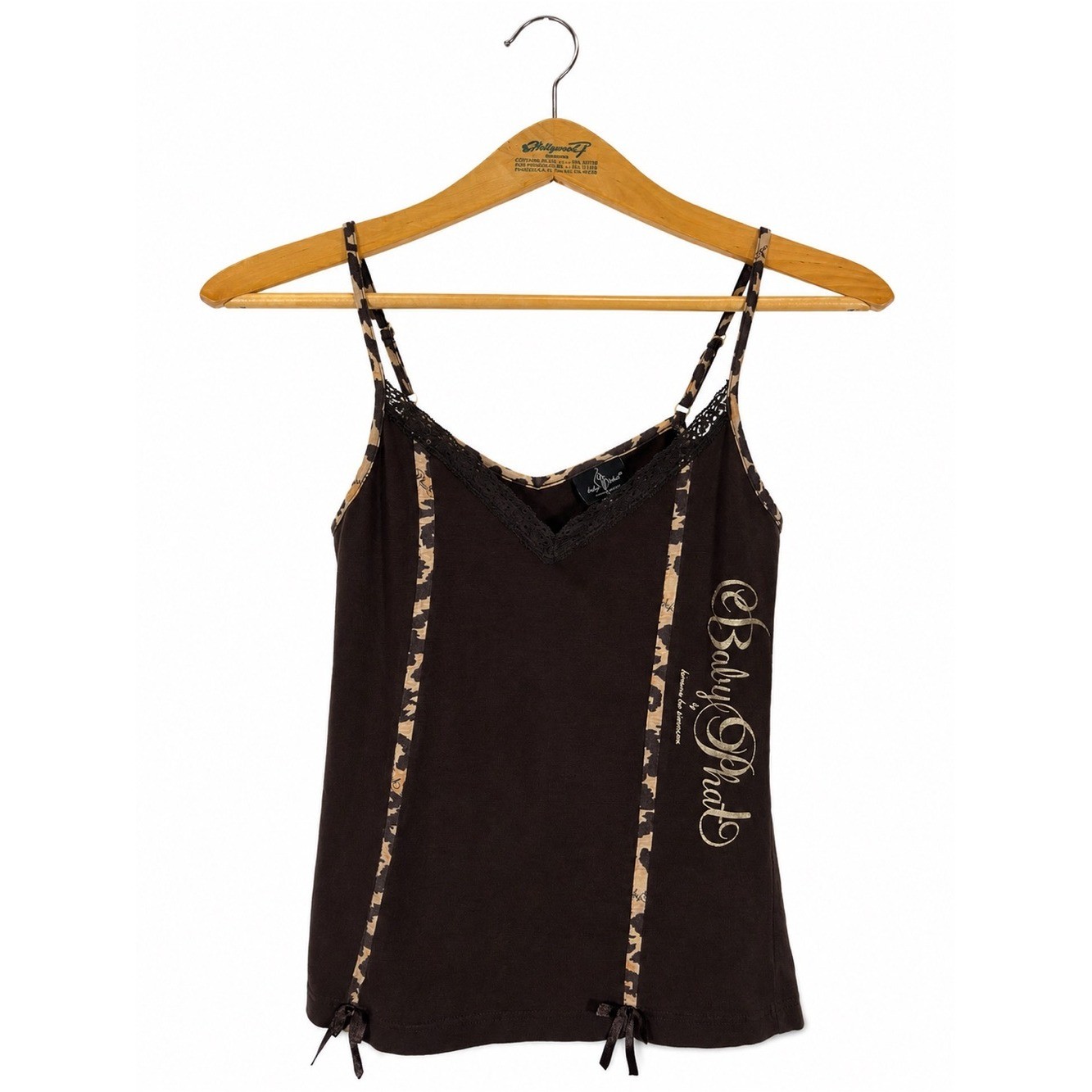 Baby Phat Lace Trim Cami Animal Print Lounge Top Size M Brown Y2K Vintage 2000s