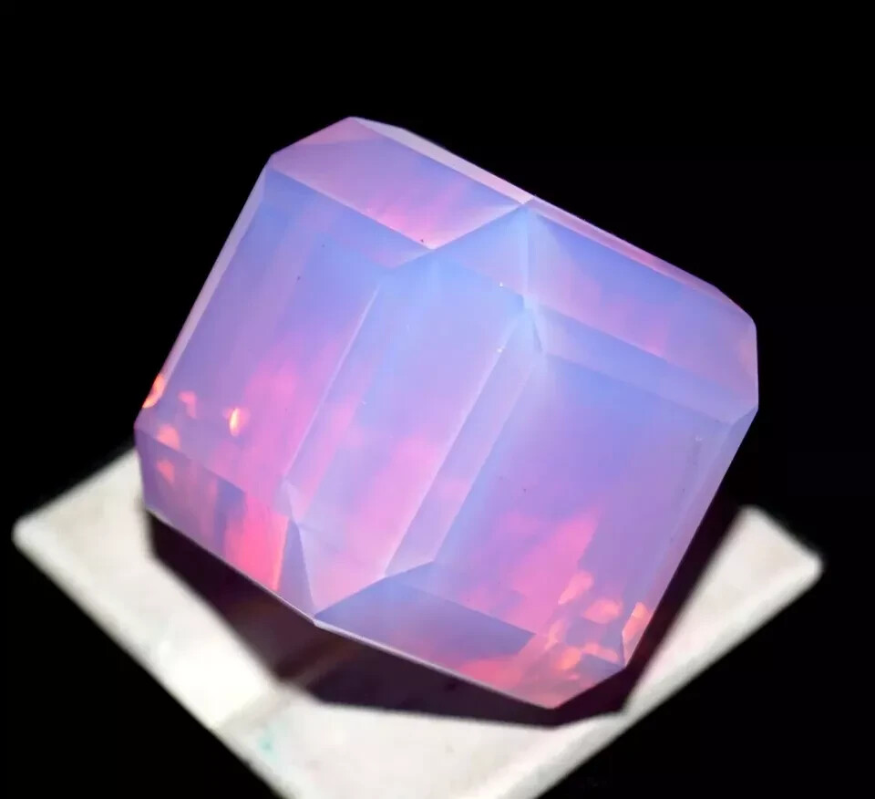 Welo Australian 120.5 Ct Pink Opal Cube Cut Untreated Natural Certified Gemstone