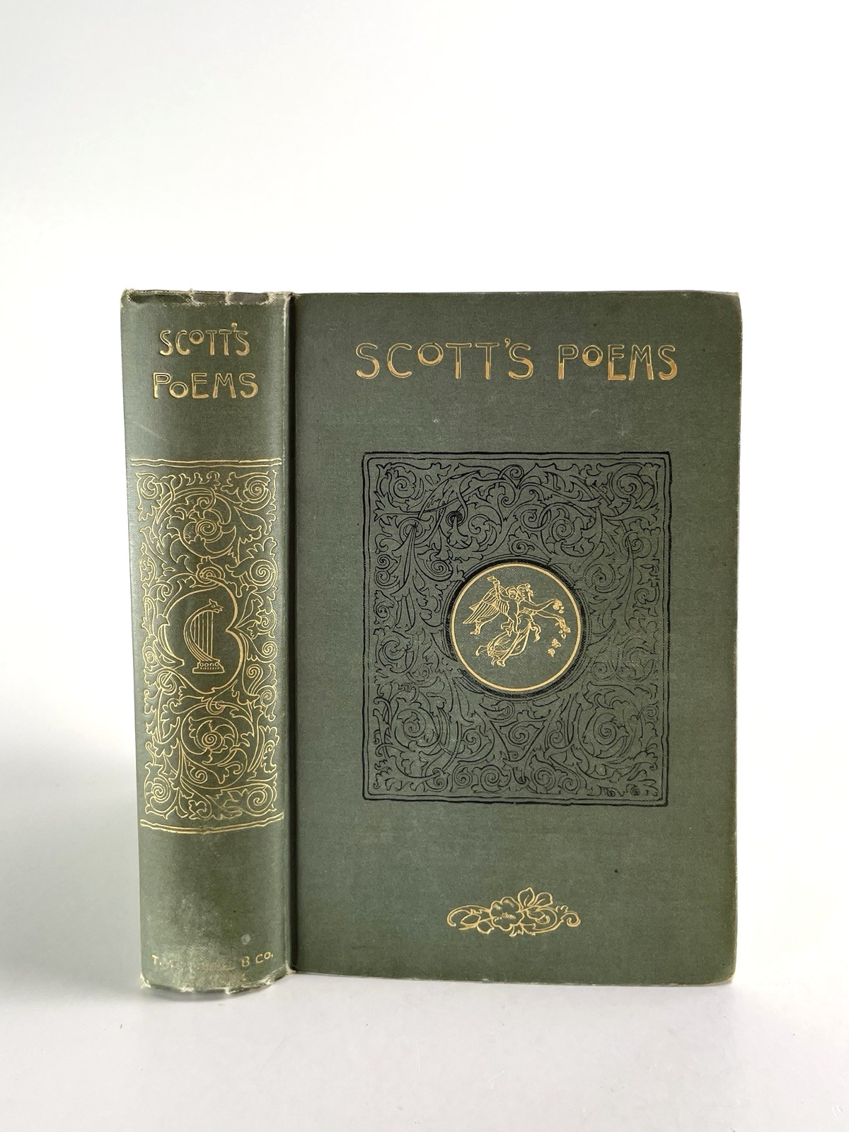 1800s Antique Poetical Works Of Walter Scott HardcoverCloth Inscribed Illustrd