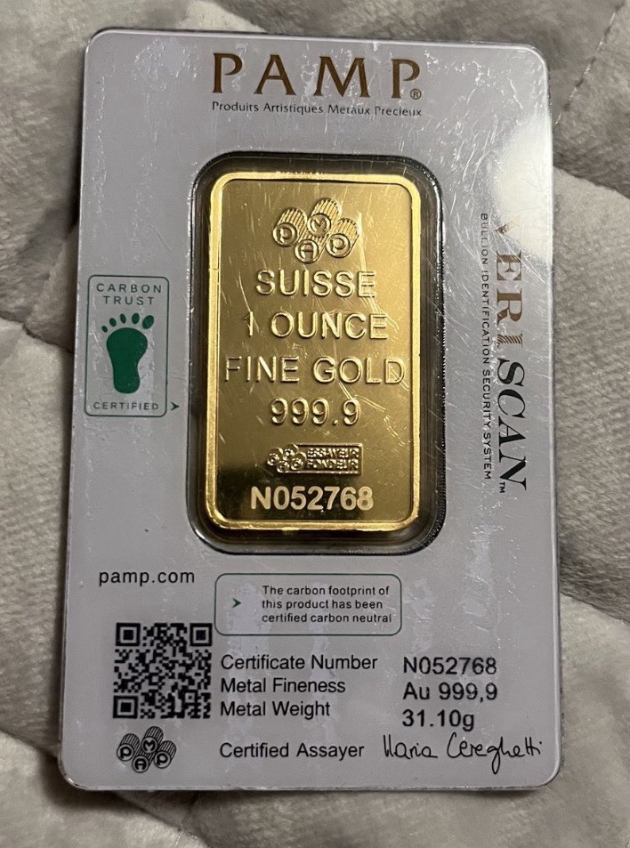 PAMP Suisse 2x 1 oz Gold Bar 999.9 Fine Gold in Veriscan Assay PAMP Suisse 2x 1 oz Gold Bar 999.9 Fine Gold in Veriscan Assay
