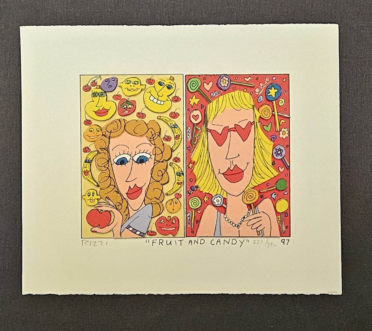 1997 James Rizzi Fruit and Candy Signed Hand Cut 3D Silkscreen 222/350