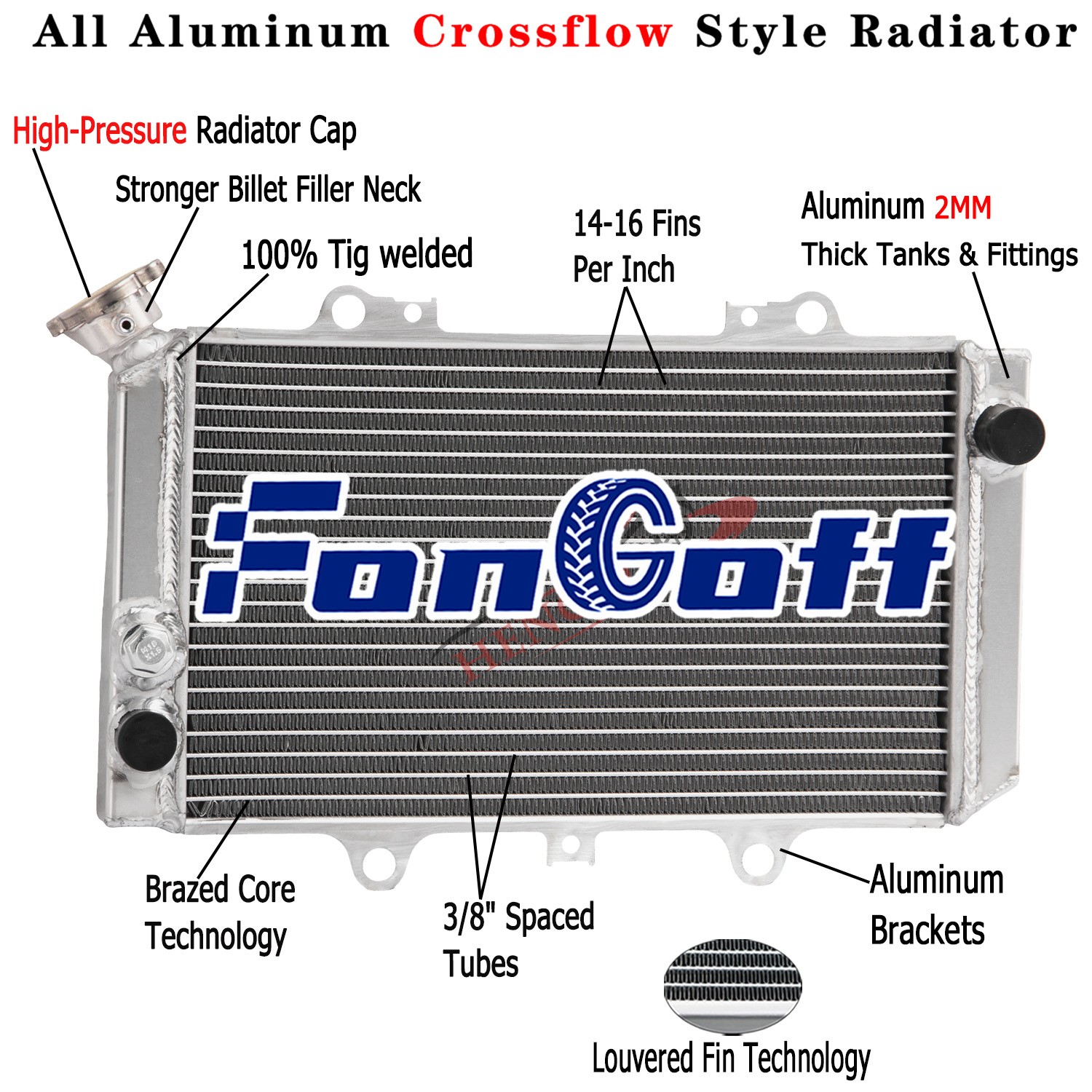 PRO Aluminum Radiator Fit 2002-2008 2003 2004 2005 Yamaha Grizzly 660 YFM660