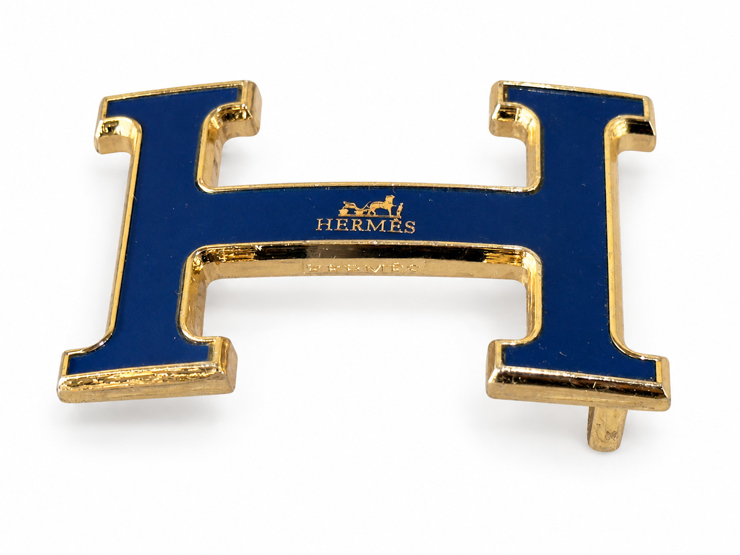 Vintage Hermes Navy Blue H Belt Buckle Only - Fits 32mm Belt Made in France