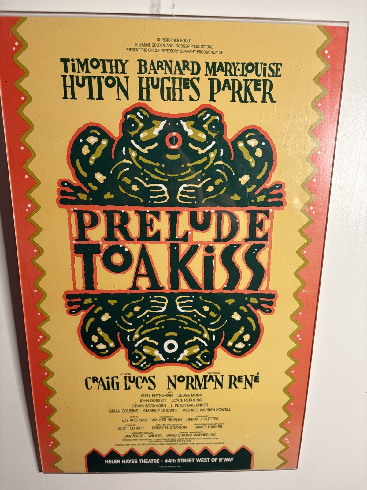PRELUDE TO A KISS Broadway Window Card TIMOTHY HUTTON, MARY LOUISE PARKER*RARE*