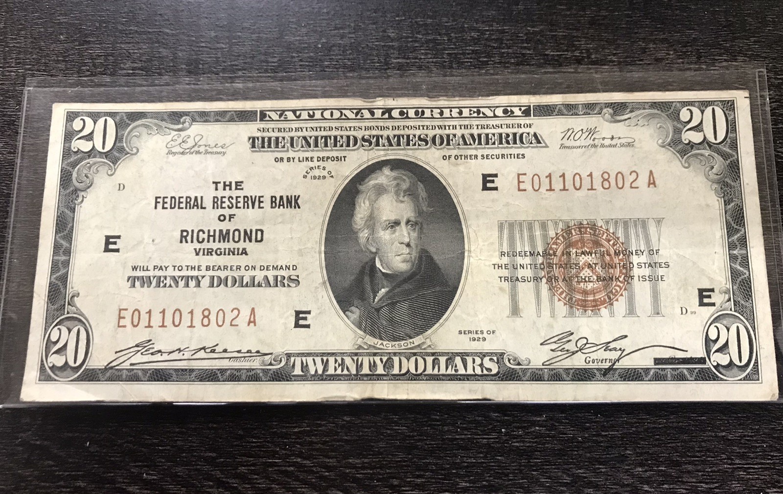 1929 $20.00 Federal Reserve Note Richmond Virgina 1929 $20.00 Federal Reserve Note Richmond Virgina