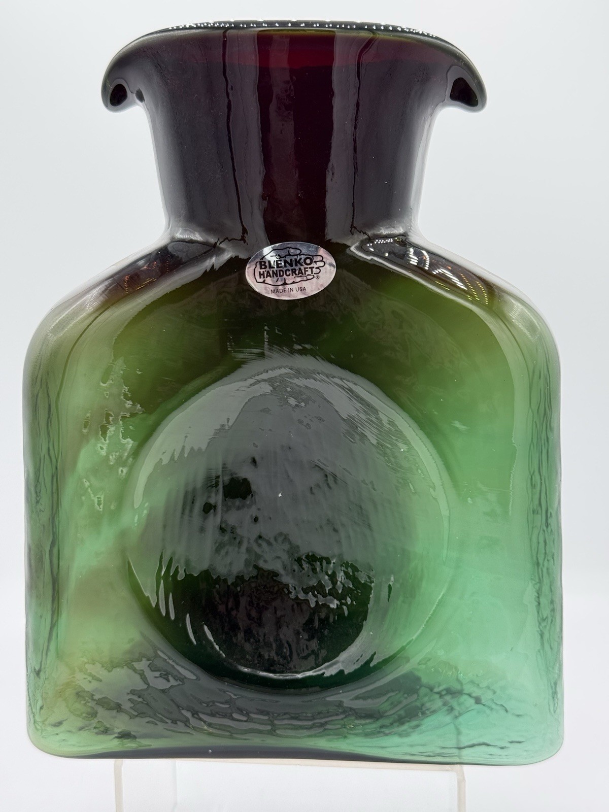 Blenko 1st Quality Black Cherry Cased in Cerulean 384 Water Bottle - WBW 2026