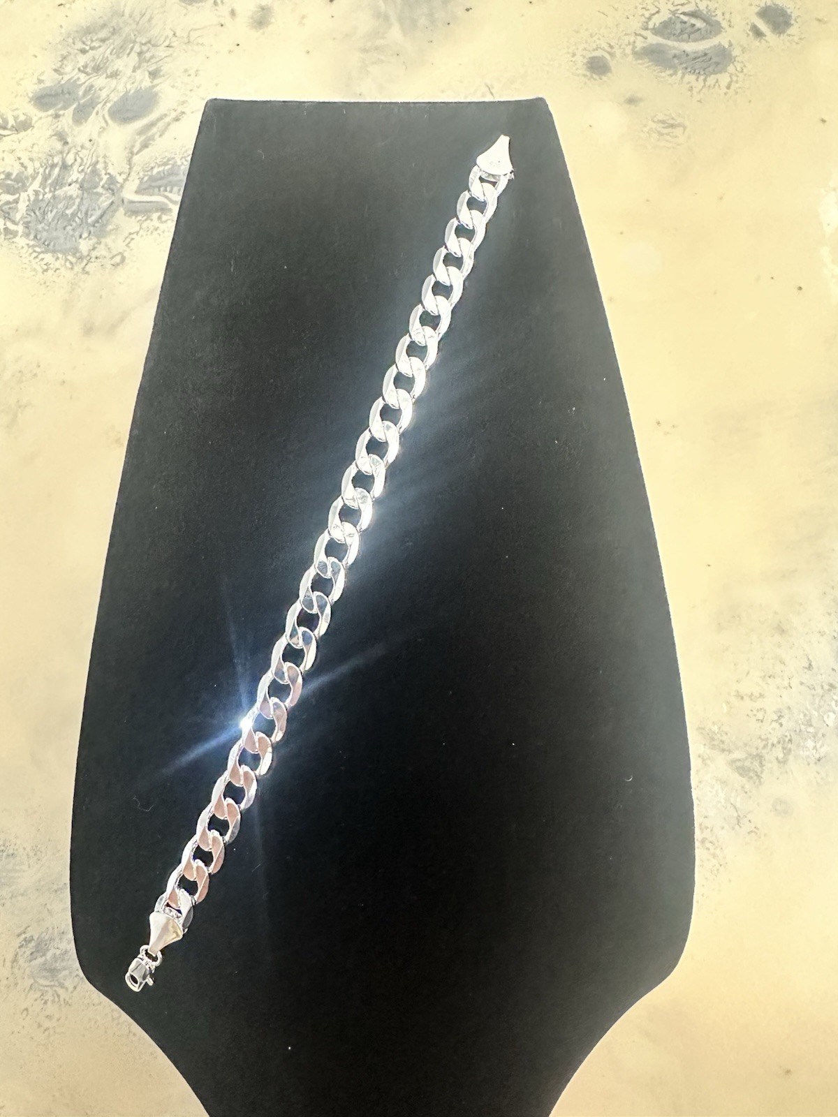 9in 925 Sterling Silver Plated Cuban Link Bracelet Lobster Claw Closure Stamped