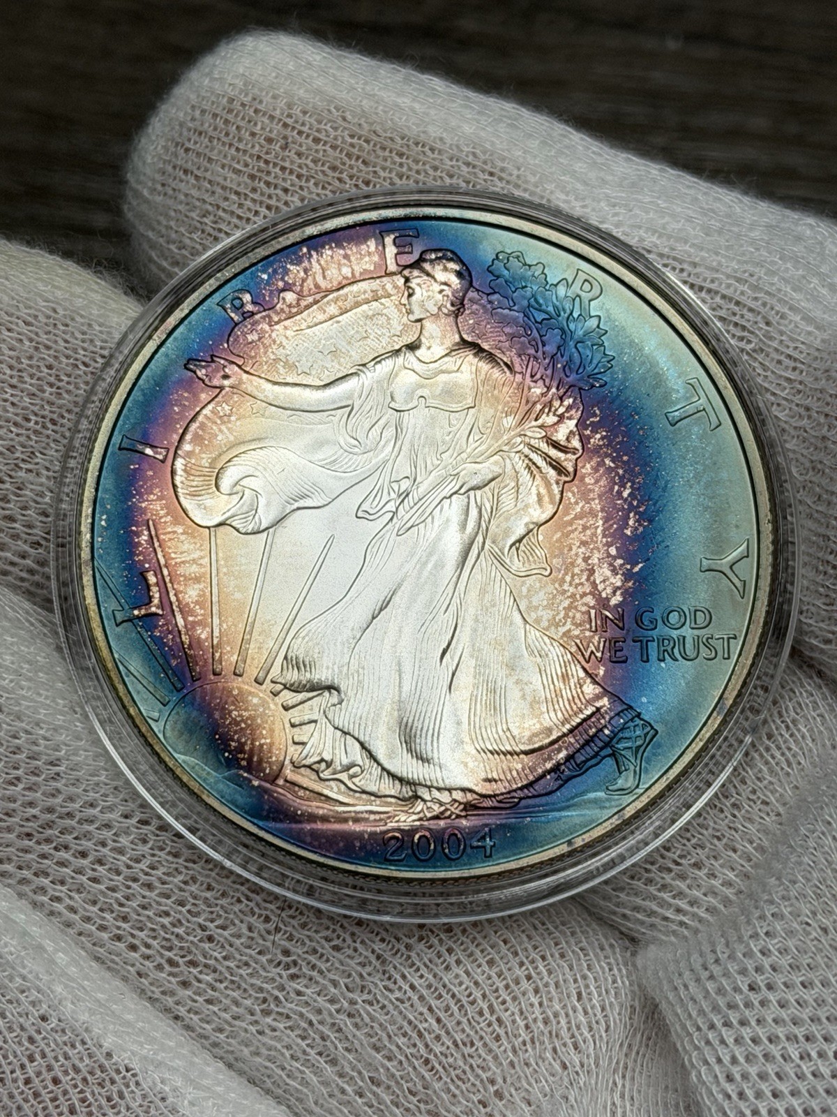 2004 American Silver Eagle Duel Sided Rainbow Toning 2004 American Silver Eagle Duel Sided Rainbow Toning