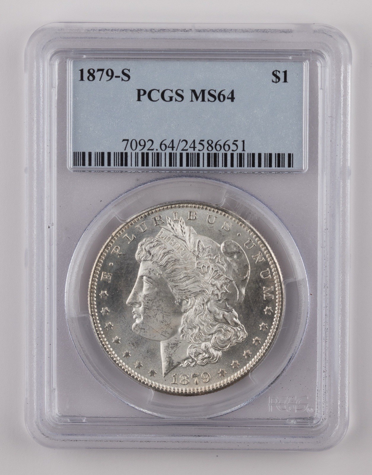 1879-S MORGAN DOLLAR BRILLIANT UNC LUSTER WHITE PCGS MS64 - 1806b 1879-S MORGAN DOLLAR BRILLIANT UNC LUSTER WHITE PCGS MS64 - 1806b