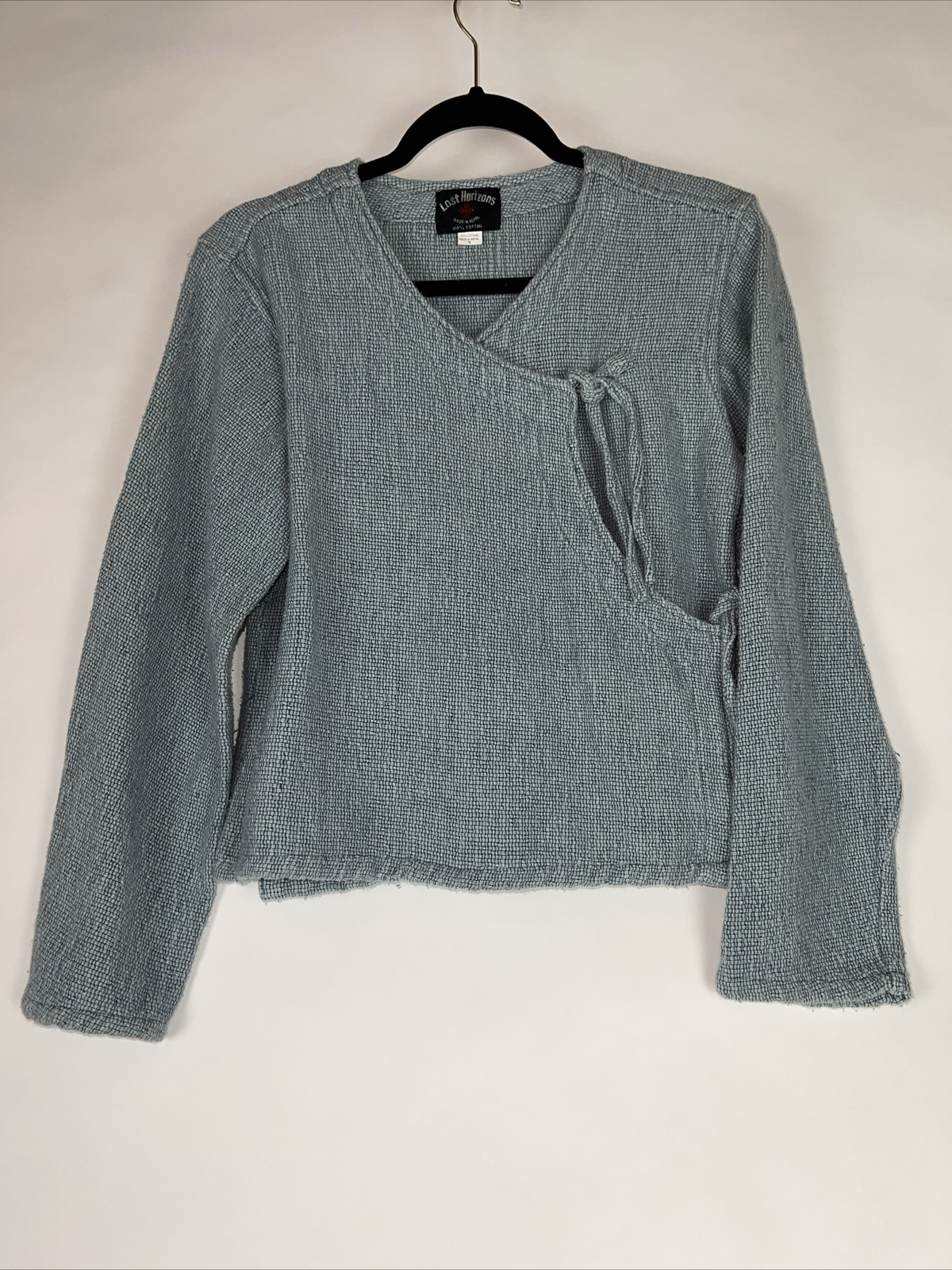 Lost Horizon Women’s wrap Tunic Top 100 % Cotton Made in Nepal Gray Blue Size M Lost Horizon Women’s wrap Tunic Top 100 % Cotton Made in Nepal Gray Blue Size M