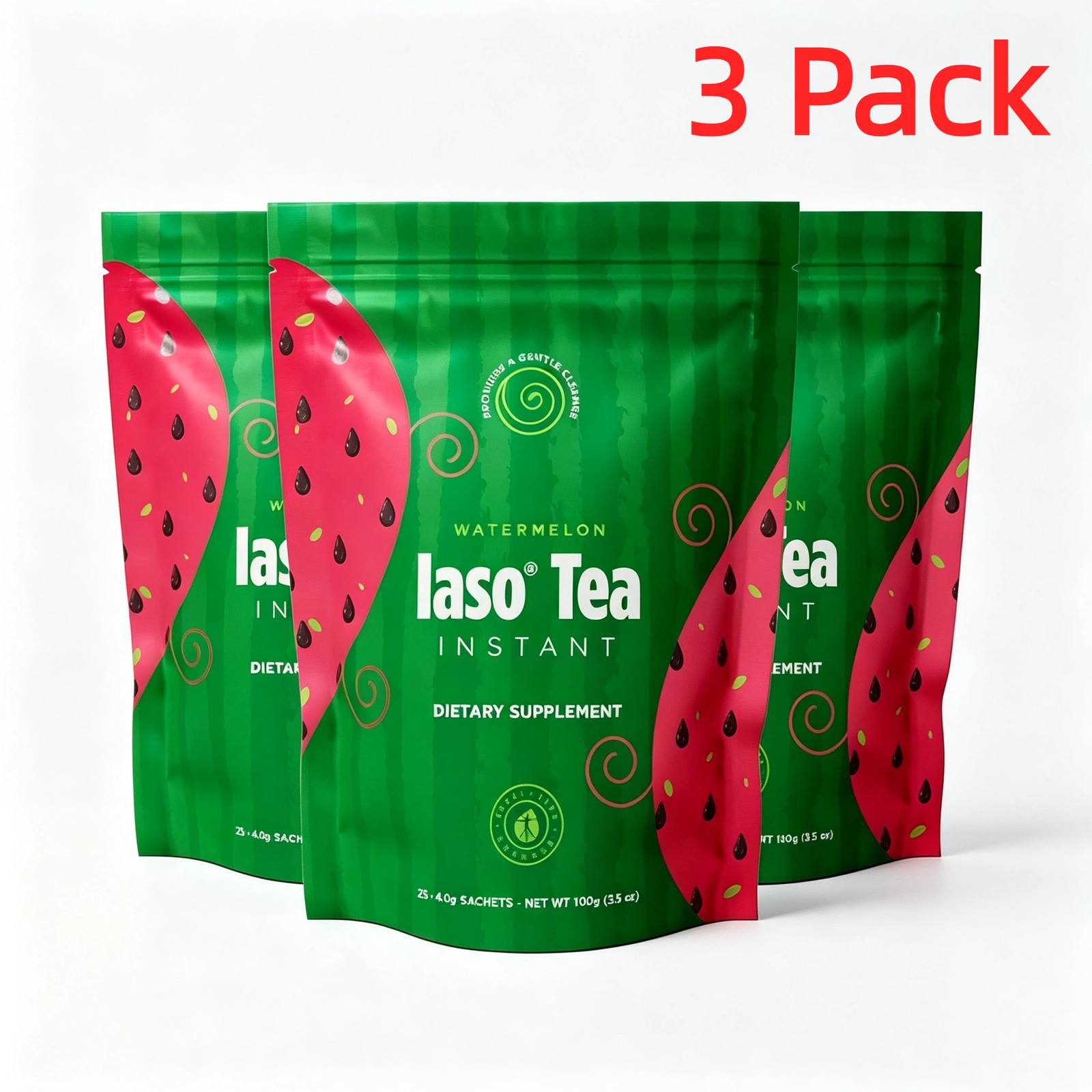 3 Pack Iaso Instant Tea (Watermelon)  Refreshing Flavored Cleansing Tea