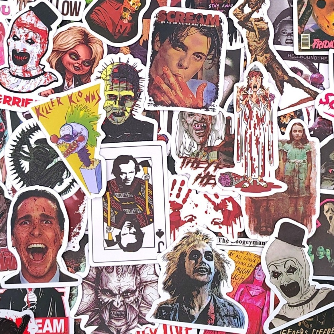 100 Pack Classic Slasher Movie Stickers Horror Goth Halloween Vinyl Decal Lot