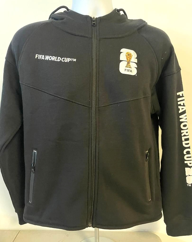 FIFA Soccer World Cup 2026 Mundial Full Zip Hoodie zipped pockets Black Size XL