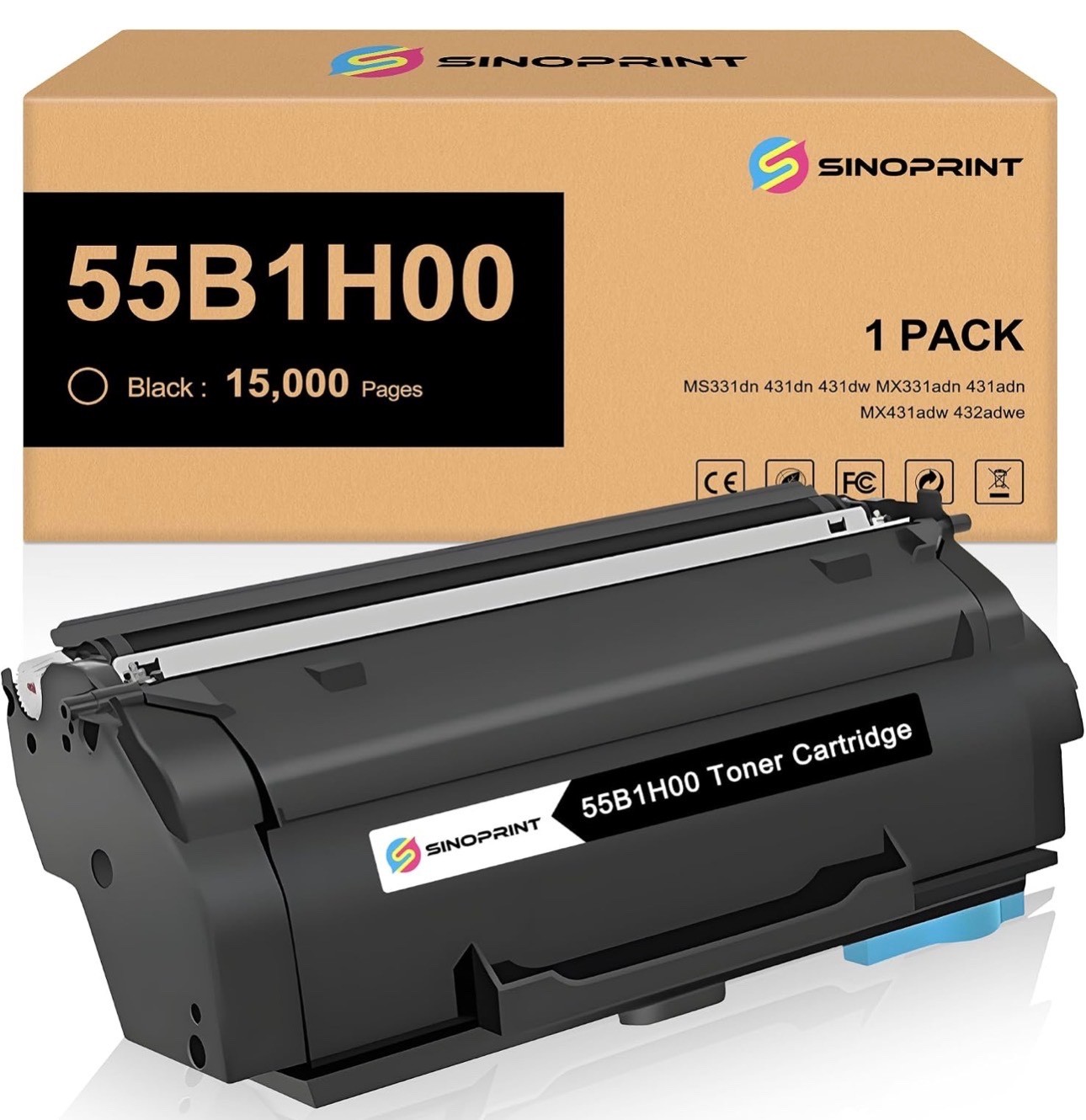 55B1H00 Toner Cartridges for Lexmark MS331, MS431, MX331, MX431, MX432 Printer 55B1H00 Toner Cartridges for Lexmark MS331, MS431, MX331, MX431, MX432 Printer