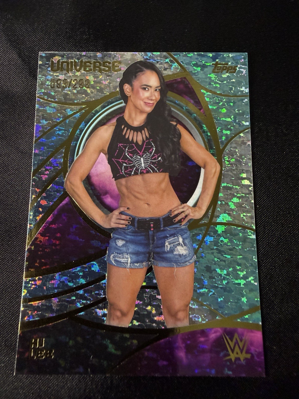 AJ Lee 2026 Topps WWE Universe Aqua Speckle 099/299 AJ Lee 2026 Topps WWE Universe Aqua Speckle 099/299