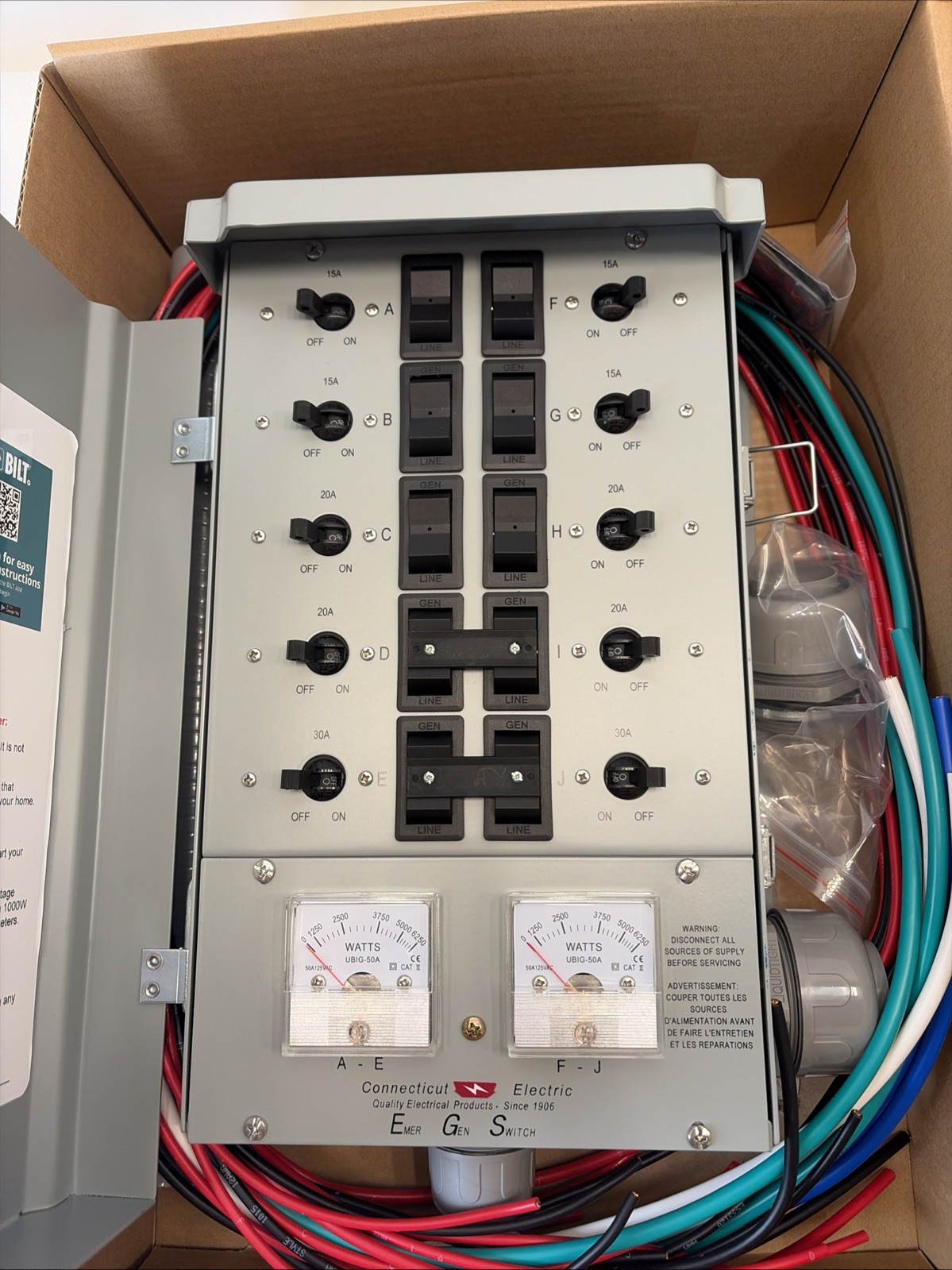 Connecticut Electric  Manual Transfer Switch 50A 10-Circuits EGS10-12KG2 12500 W