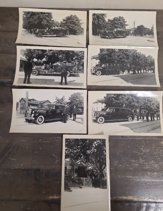 Lot of 7 1940’s Fire Dept. Meserole Funeral Home B & W Photos Inwood NY Cool