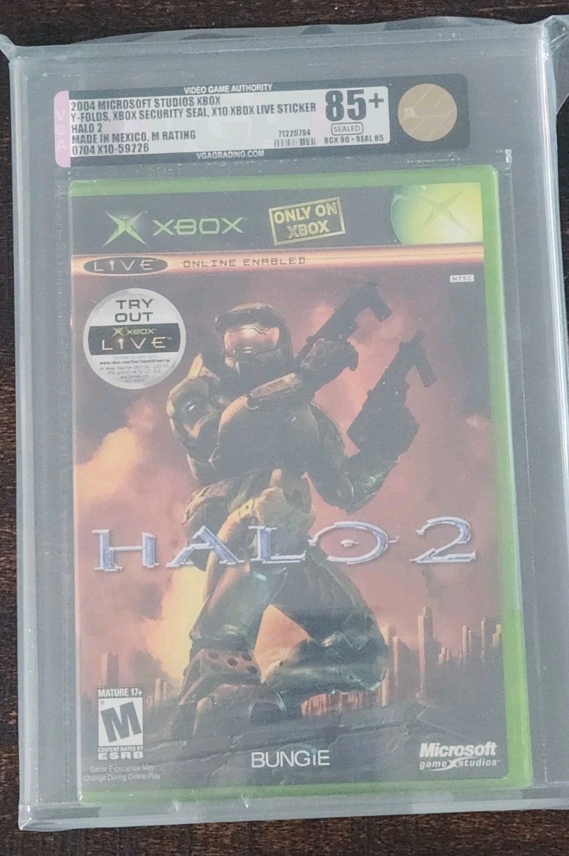 Halo 2 VGA 85+ Gold 90 Box 85 Seal Xbox Early Print X10 Live Sticker NOT PSA/CGC