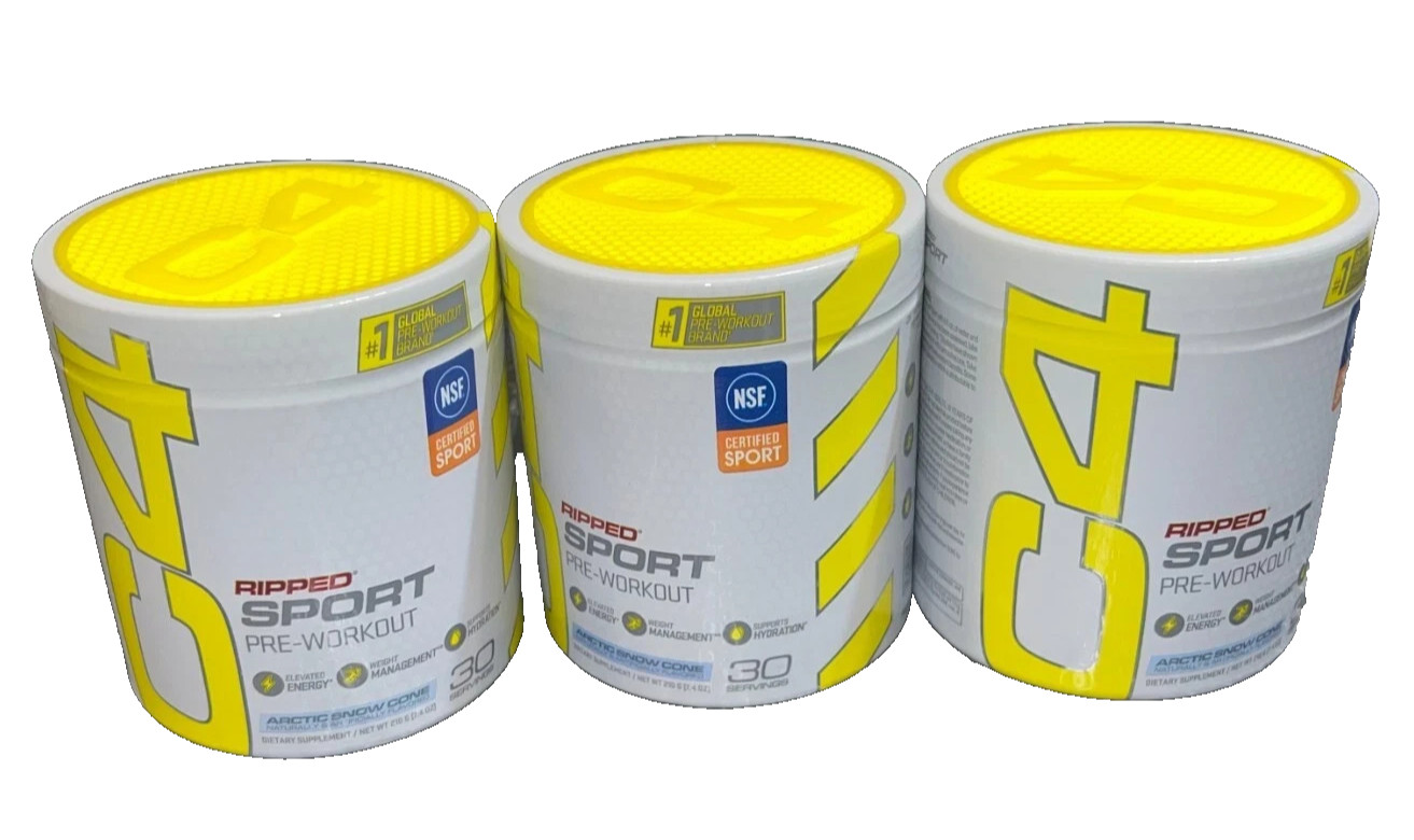 3 Pack C4 Ripped Sport Pre Workout Powder Arctic Snow Cone BEST BY: 01/26 3 Pack C4 Ripped Sport Pre Workout Powder Arctic Snow Cone BEST BY: 01/26