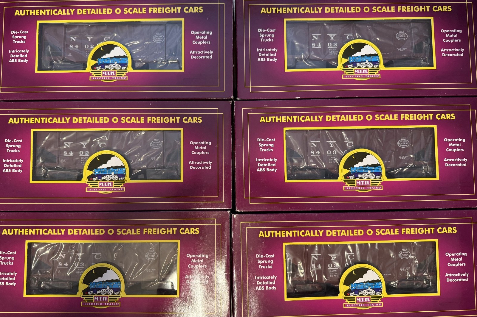 MTH Premier 3 Rail 2-Bay Fish Belly Hoppers w/ Coal Load – 6 Car Set – 20-90455
