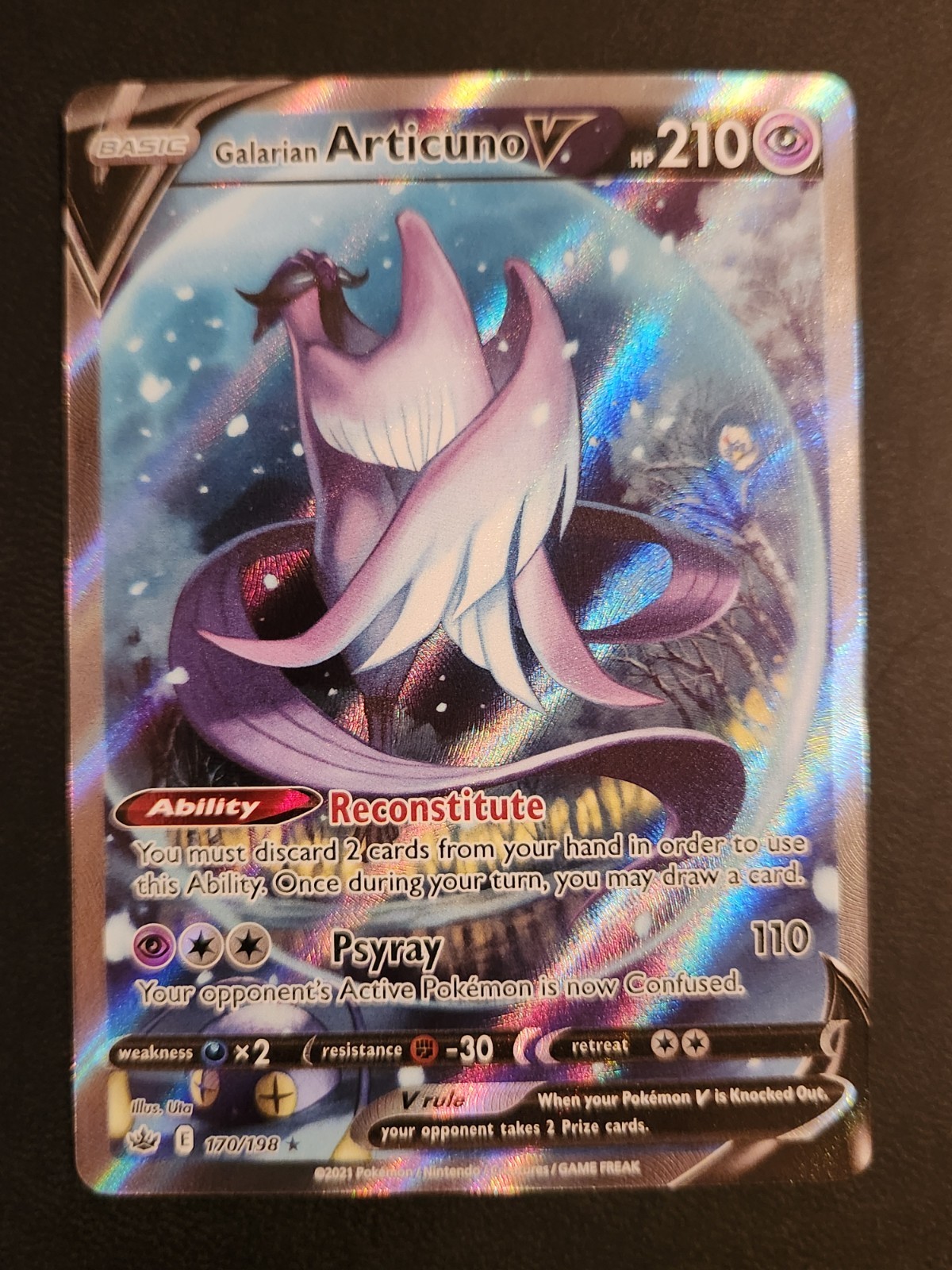 Galarian Articuno V Alt Art 170/198 Chilling Reign Pokemon TCG
