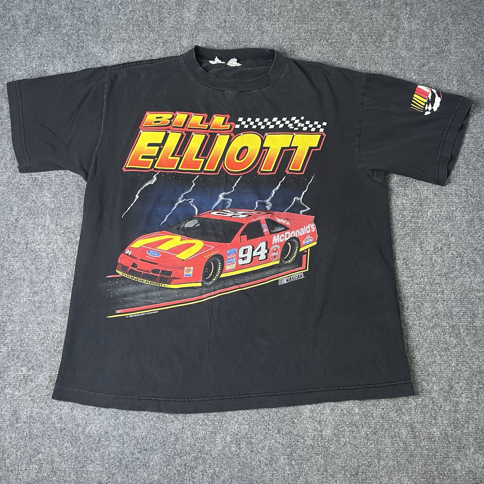 Vtg 1995 Bill Elliott NASCAR McDonalds Lightening T-shirt 1990s Tee Mens Xl