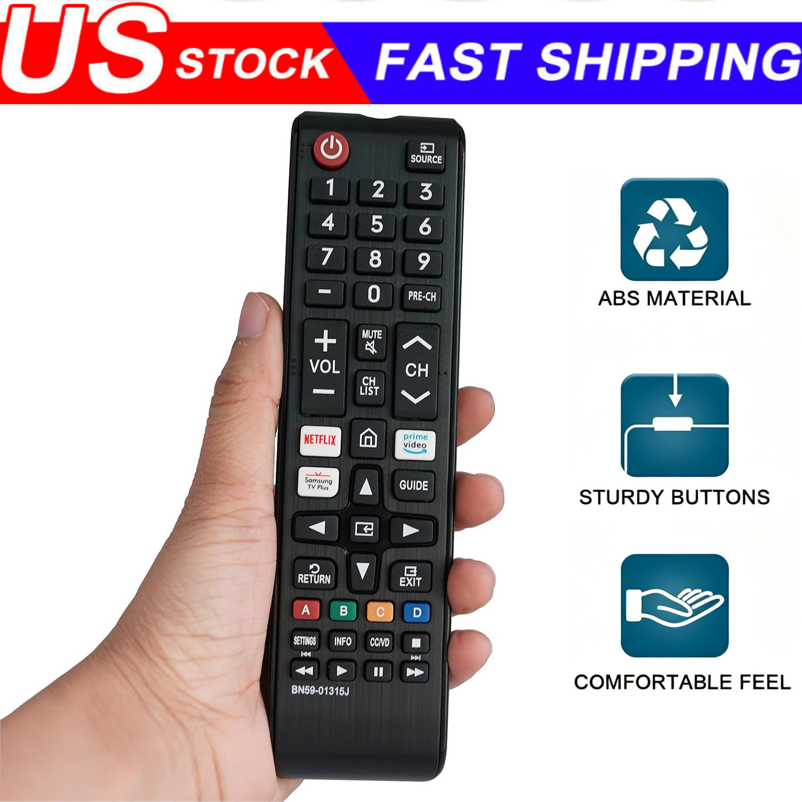 Samsung Smart TV Remote Control BN59-01315J Works for ALL Samsung Smart TVs USA