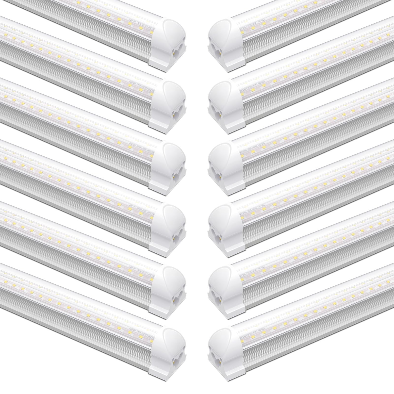 12PK 8FT LED Shop Light 72W 5000K T8 Linkable Tube Fixture For Garage Warehouse 12PK 8FT LED Shop Light 72W 5000K T8 Linkable Tube Fixture For Garage Warehouse