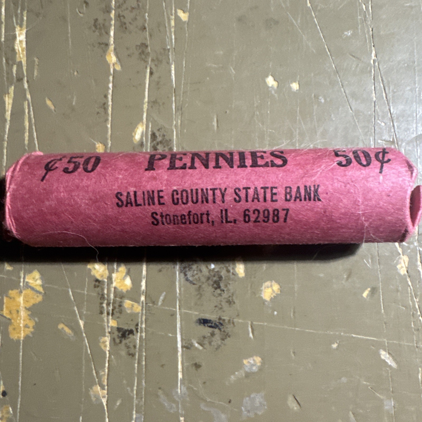 Vintage Hand Wrapped Roll Of Circulated Lincoln Cents Vintage Hand Wrapped Roll Of Circulated Lincoln Cents
