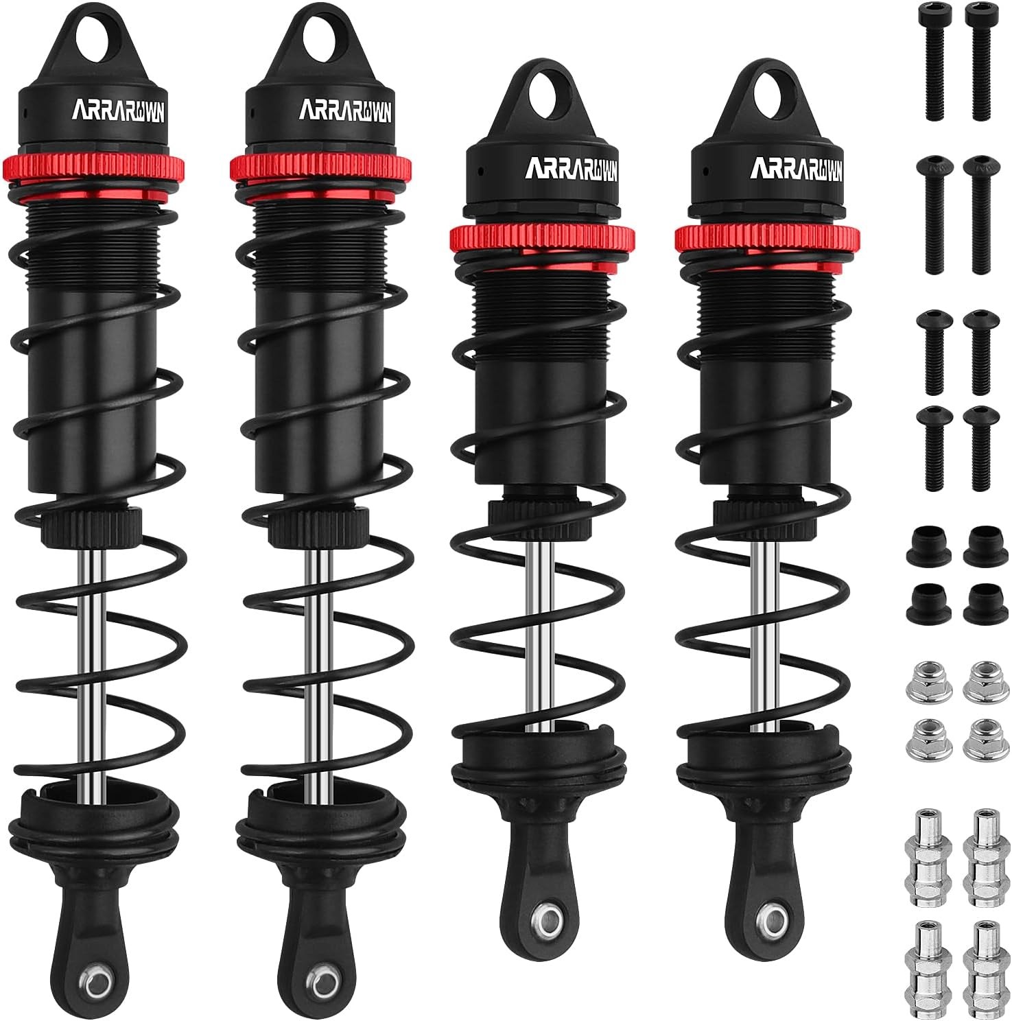 4 PCS Black 130mm 1/8 RC Rear Shocks, Adjustable, Fits Arrma Typhoon 6S, HSP