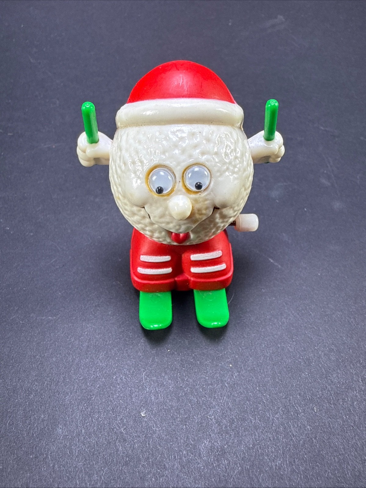 Vintage Russ Christmas Wind Up Skiing Snowball Toy Vintage Russ Christmas Wind Up Skiing Snowball Toy