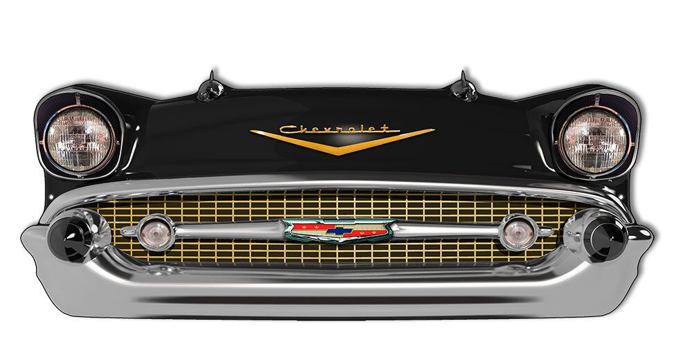 1957 BLACK CHEVY CAR FRONT END CUT OUT 24.5 1957 BLACK CHEVY CAR FRONT END CUT OUT 24.5