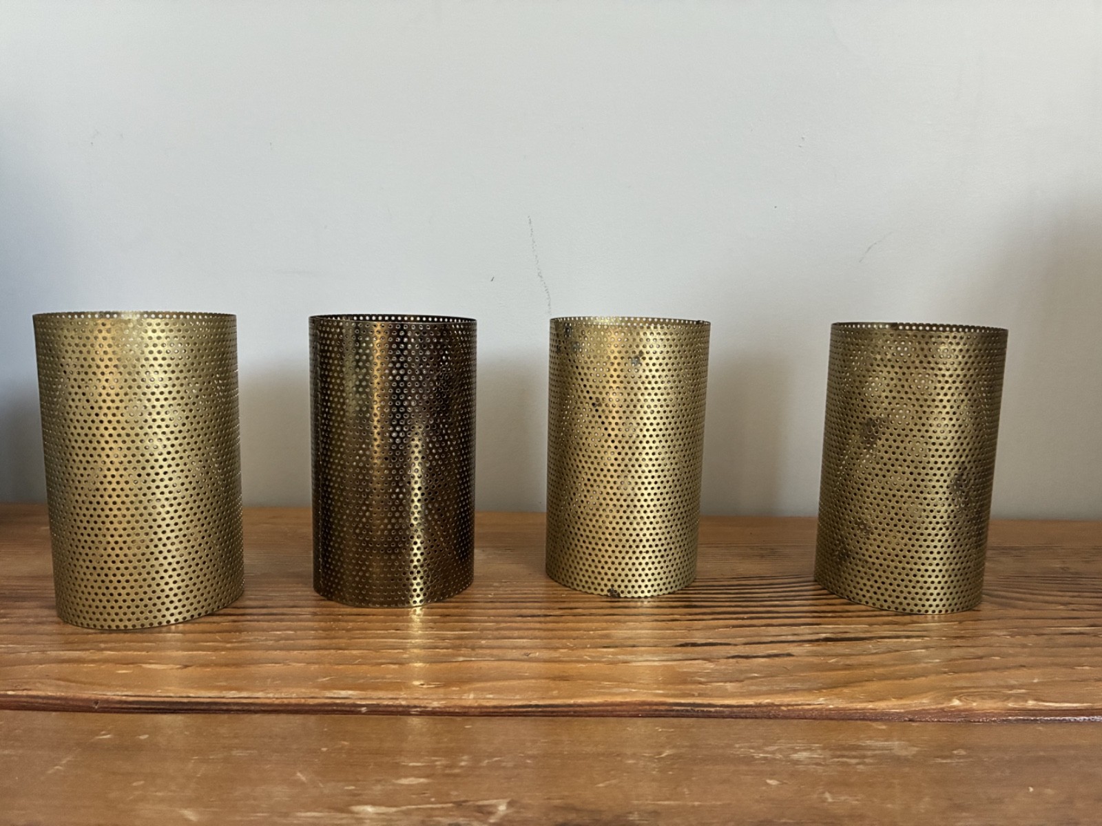4 Vintage Mid Century Modern Gold Metal Mesh Atomic Lamp Shades MCM 5 4 Vintage Mid Century Modern Gold Metal Mesh Atomic Lamp Shades MCM 5