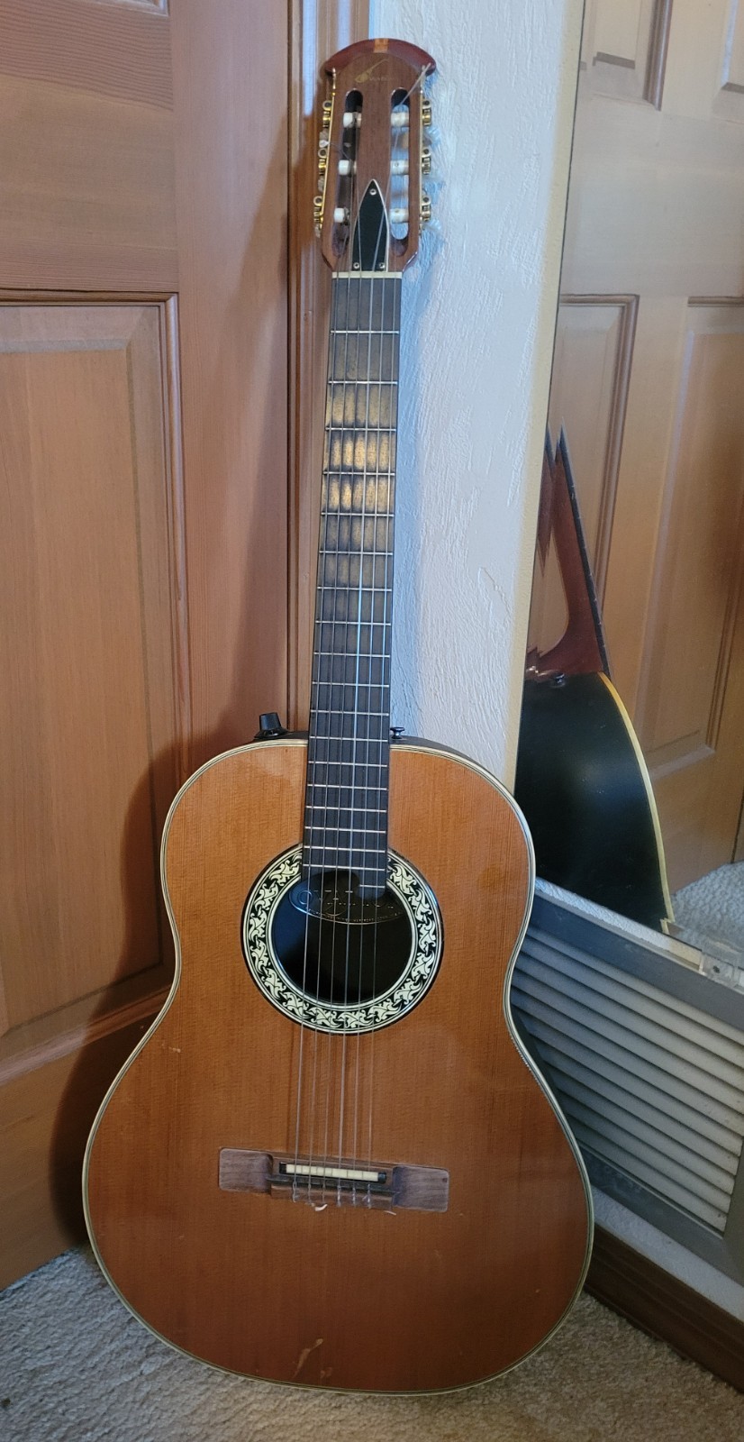 vintage Ovation 1613-4 Acoustic Electric Guitar with nylon strings