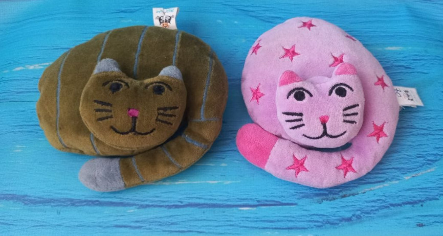 RARE VINTAGE 1998 Jellycat Cat Nap Plush Lot Green Stripes & Pink Stars Retired