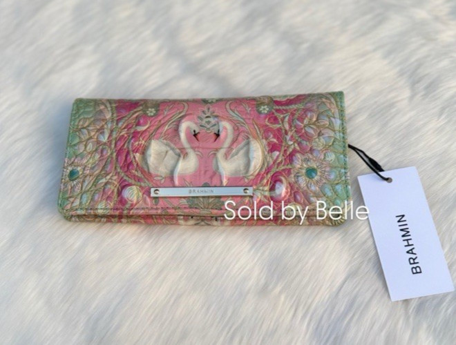 NWT Brahmin Odette Ombre Melbourne Ady Wallet Leather Swan Pink NWT Brahmin Odette Ombre Melbourne Ady Wallet Leather Swan Pink