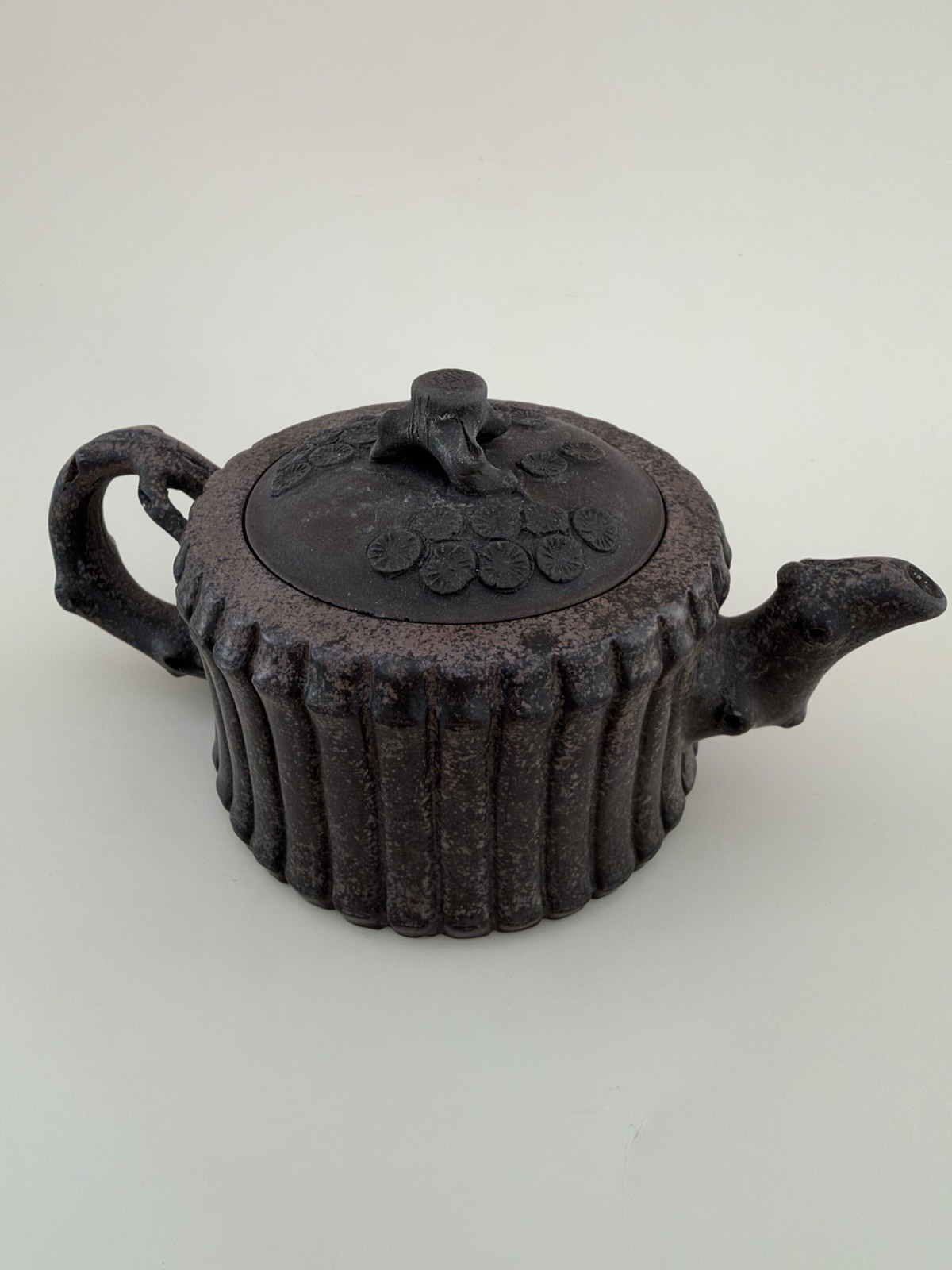 Vintage Chinese Yixing Stoneware Teapot in a Tree Design