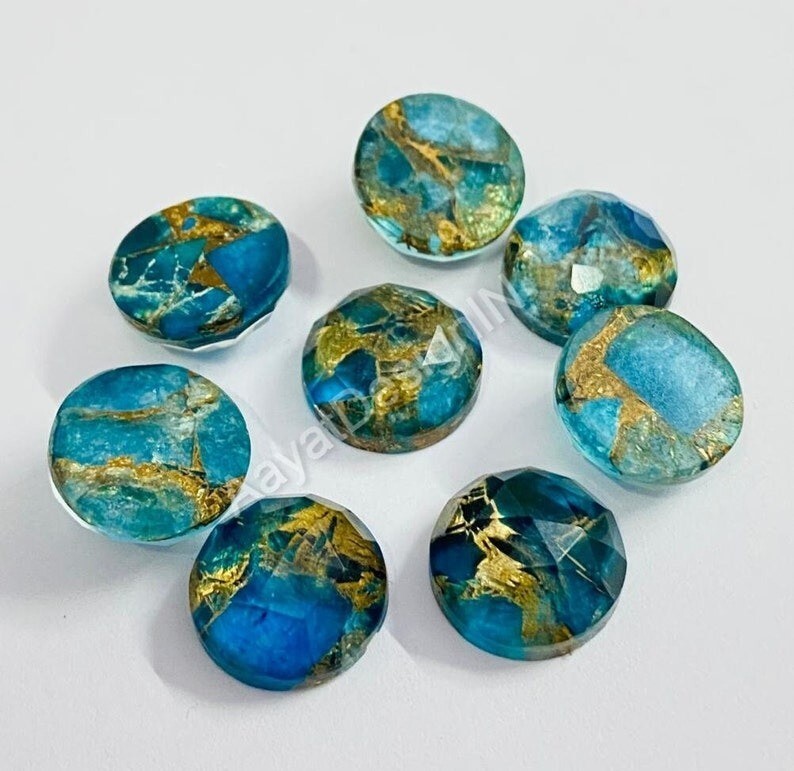 Natural Apatite Copper Doublet Round Rose Cut Loose Calibrated Gemstone 3mm-15mm Natural Apatite Copper Doublet Round Rose Cut Loose Calibrated Gemstone 3mm-15mm