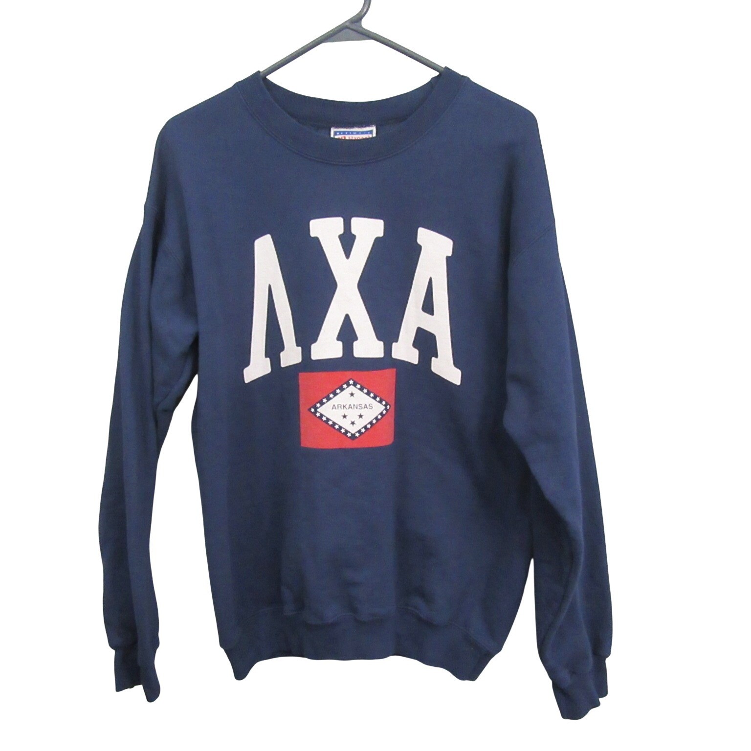 Vintage Lambda Chi Alpha Fraternity Mens Sweatshirt S Blue 90s Y2K LXA Arkansas