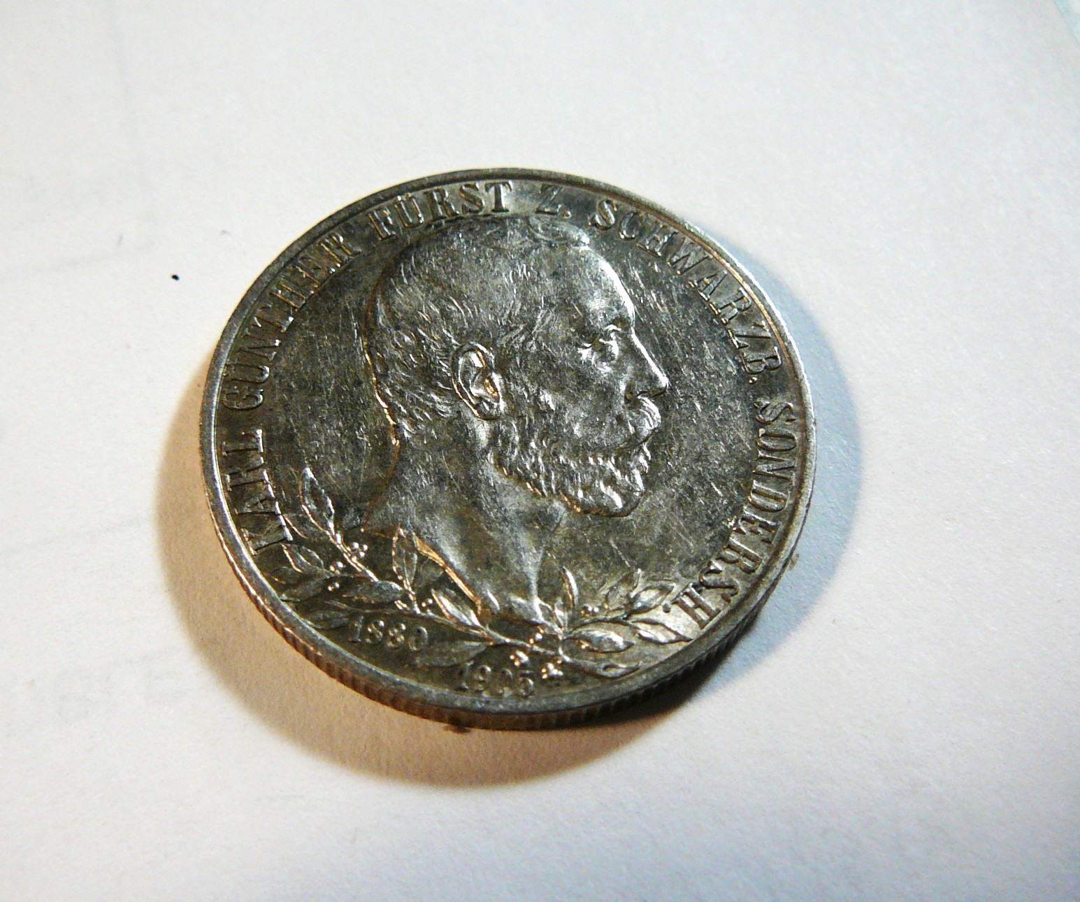 Germany 1905  Schwarzburg-Sondershausen Silver 2 Mark  AU