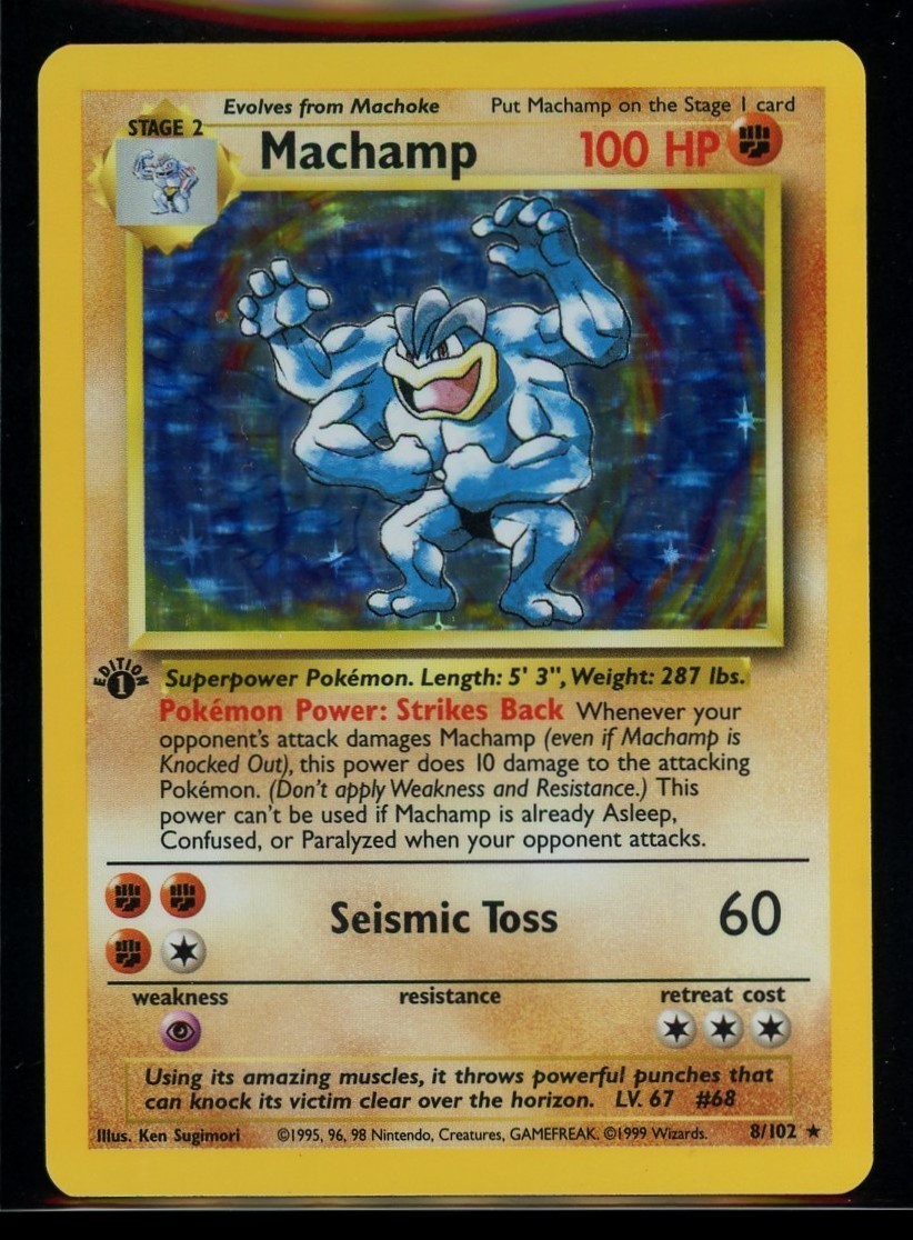 MACHAMP 1999 Pokemon Game #8/102 1st Edition English Holo NM MACHAMP 1999 Pokemon Game #8/102 1st Edition English Holo NM