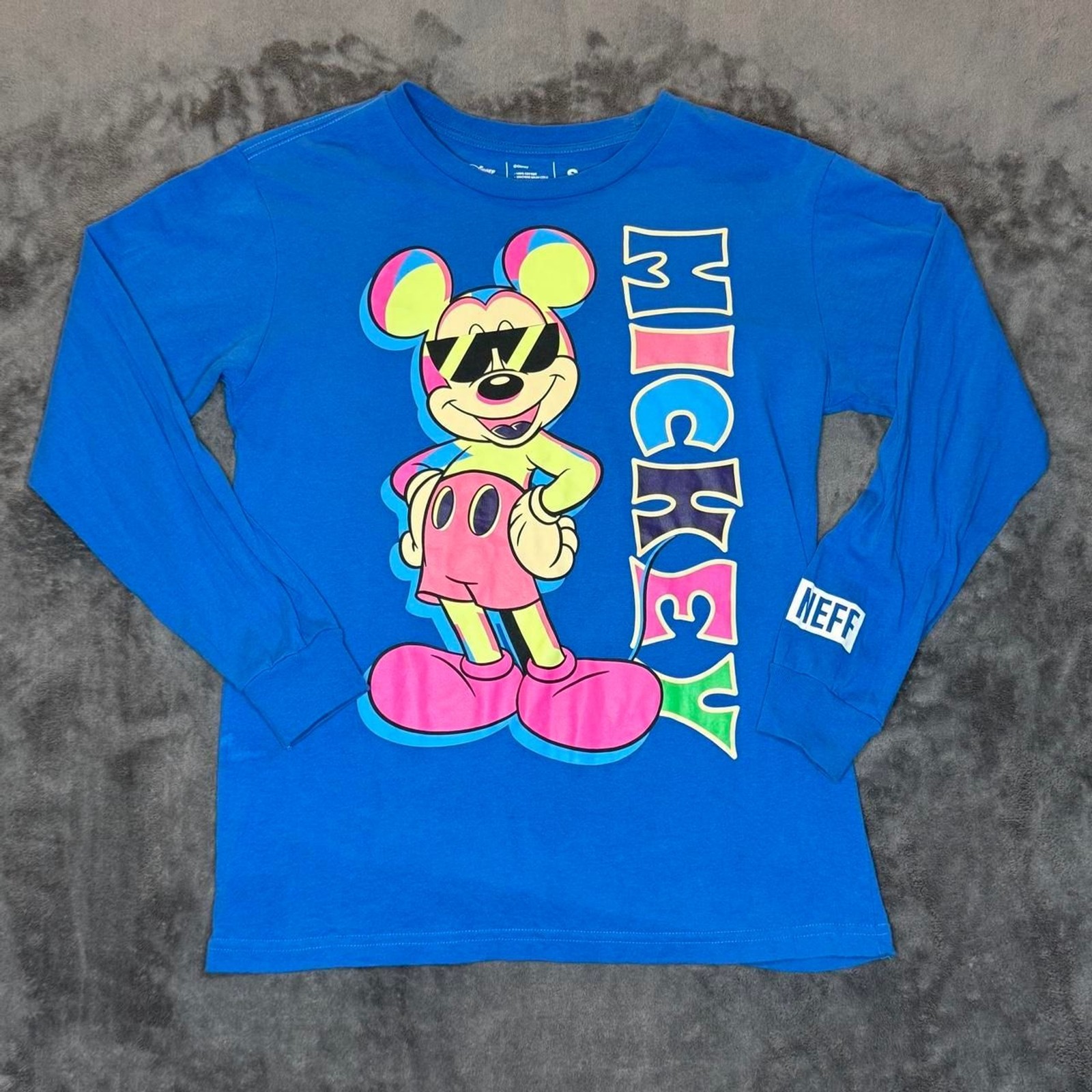 Disney x Neff Mickey Mouse Long Sleeve Tee S Blue Y2K