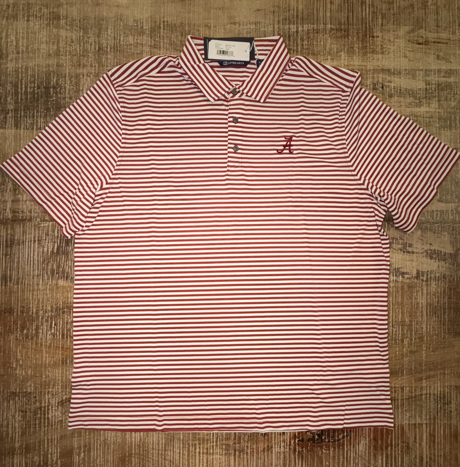 Alabama Crimson Tide Cutter & Buck Polo Red Stripes XL New With Tags Alabama Crimson Tide Cutter & Buck Polo Red Stripes XL New With Tags