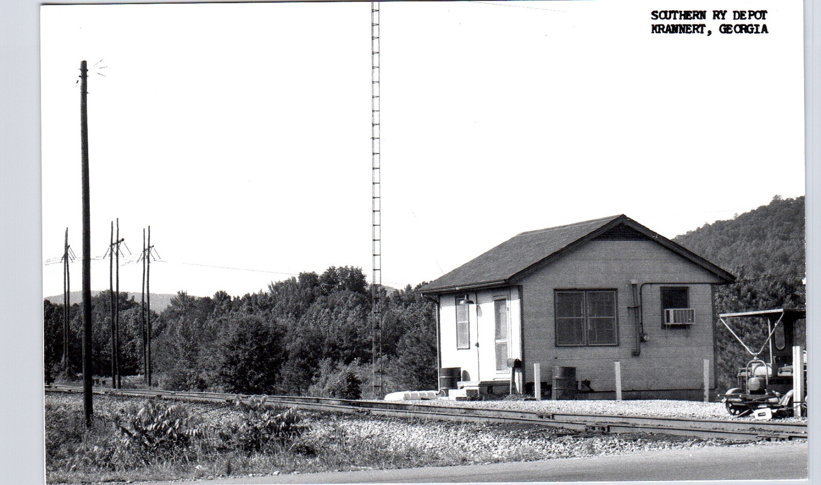 SOUTHERN RR DEPOT krannert ga real photo postcard rppc georgia train railroad