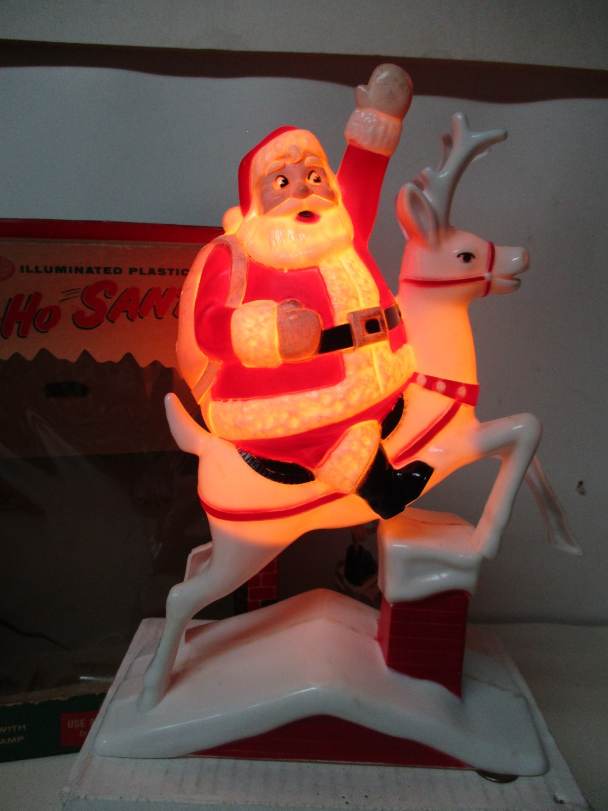 Vintage 1950\'s Paramount Electric Co Christmas Light w Orig Box - HI HO SANTA