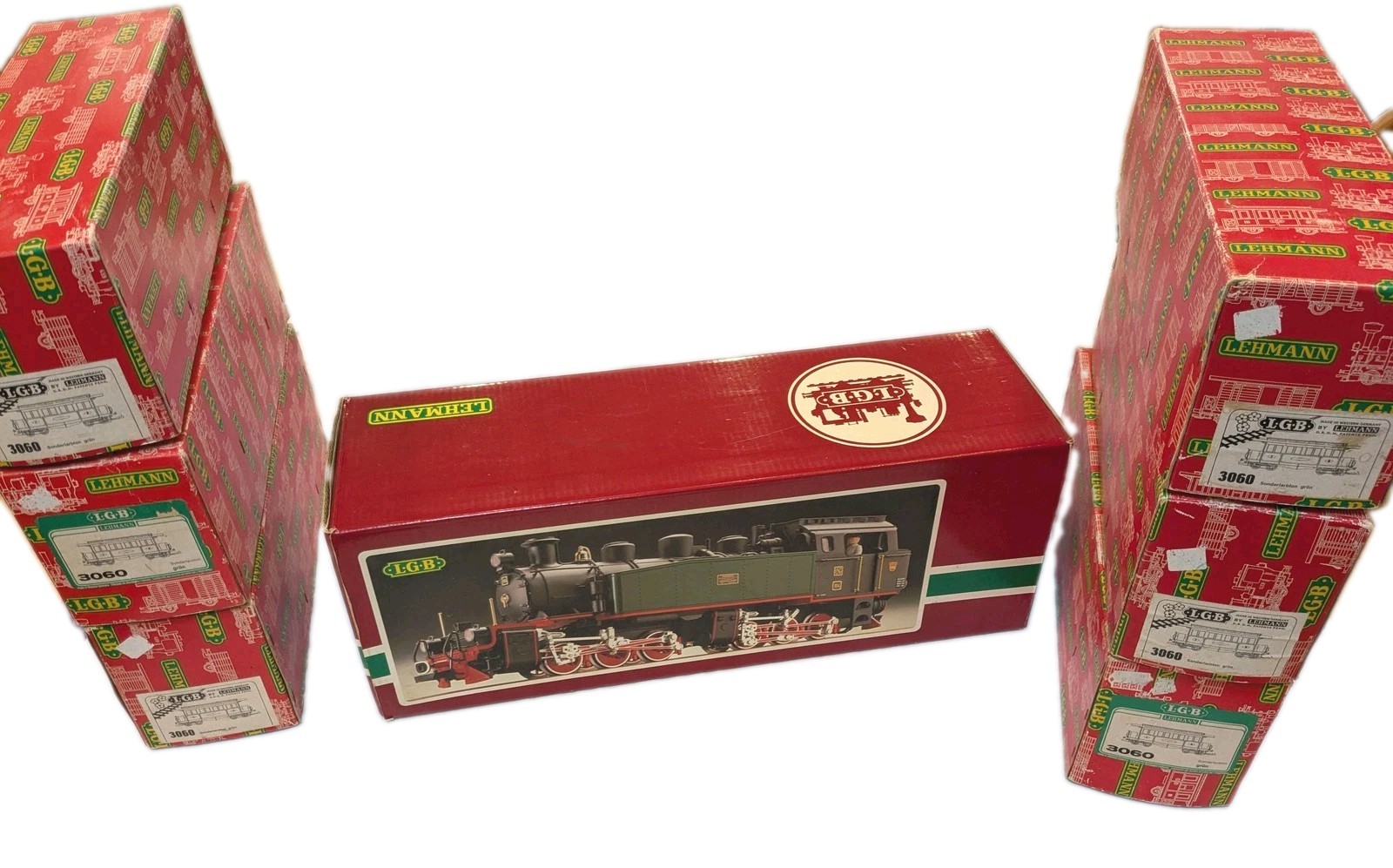 Vintage LGB Set 2085D G Gauge Green Steam Loco Rebuilt + 6x 3060 Lehmann Coaches