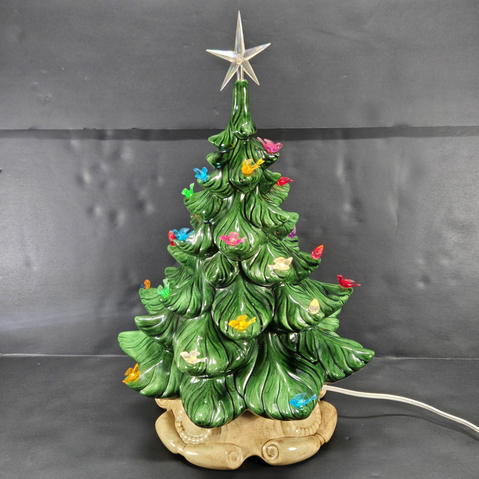 Vintage Musical Atlantic Mold Ceramic Christmas Tree 1970s Multi Lighted 18.5\