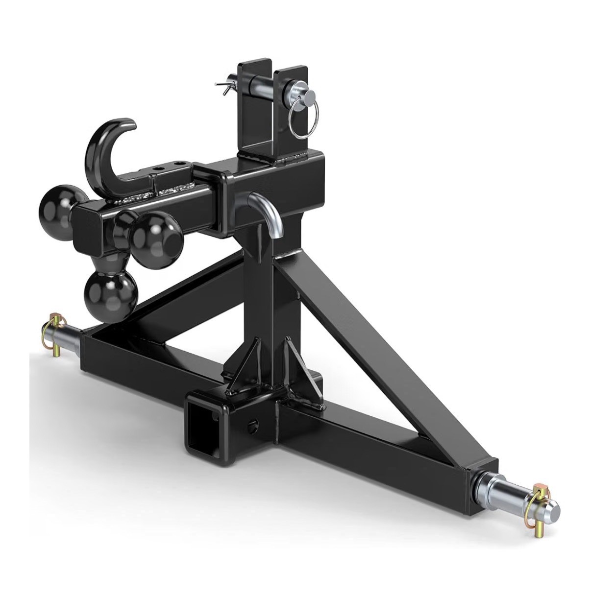 3 Point Hitch Dual 2” Receiver for Category 1 Tractors Quick Hitch,Black