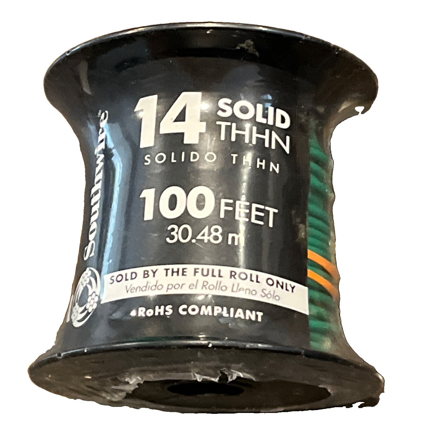 Southwire 600v Green THHN 14 Gauge Solid Wire, 100\' Single Wire Spool New Southwire 600v Green THHN 14 Gauge Solid Wire, 100\' Single Wire Spool New